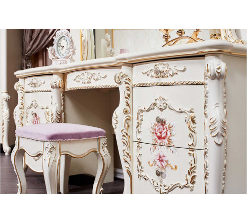 Туалетный столик с зеркалом Венеция Классик (крем)