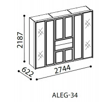 Шестистворчатый распашной шкаф для одежды и белья с зеркалом в спальню Алегро ALEG-34