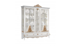 Пятистворчатая витрина в гостиную Стелла (белый золото)