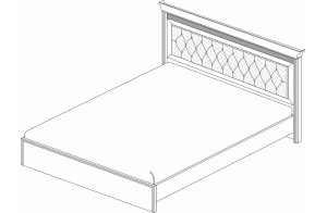 Кровать 1400/1600/1800 с ортопедическим основанием Неаполь Ясень анкор светлый (патина "серебро") экокожа polo белая