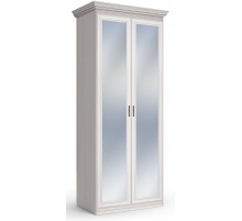 Шкаф 2-х дверный зеркальный Неаполь Ясень анкор светлый (патина "серебро")