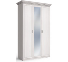 Шкаф 3-х дверный с глухой и зеркальной дверью Неаполь Ясень анкор светлый (патина "серебро")