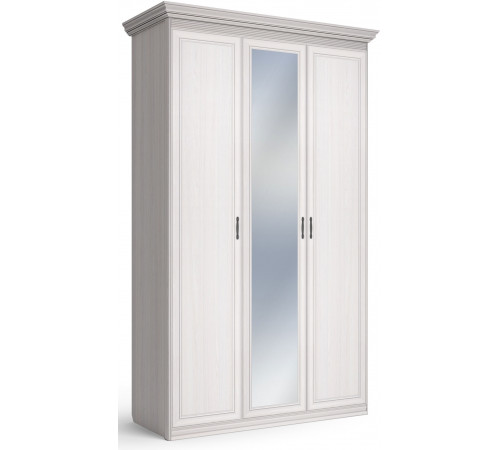 Спальня Неаполь Ясень анкор светлый (патина "серебро") экокожа «polo» белая.