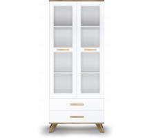 Шкаф-витрина 800 Вега Скандинавия (глянец, белый + дуб каньон)