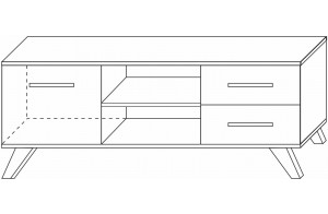 Тумба под ТВ Вега Скандинавия (глянец, белый + дуб каньон)