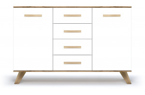 Большой комод  Вега Скандинавия "Комодино" (глянец, белый + дуб каньон)