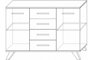 Большой комод  Вега Скандинавия "Комодино" (глянец, белый + дуб каньон)