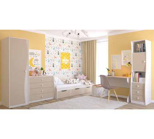 Детский комбинированный шкаф пенал с ящиками Комби МН-211-20 капучино