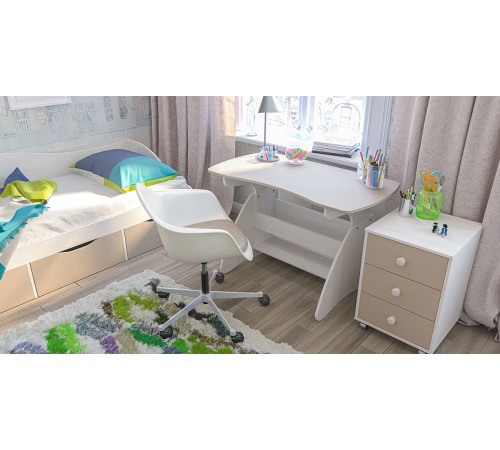 Детская прикроватная тумба с ящиками Комби МН-211-04 капучино