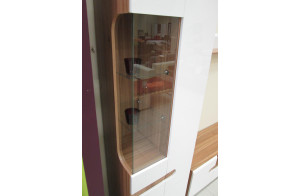 Двухстворчатый шкаф витрина для посуды в гостиную Леонардо МН-026-01 белый правый