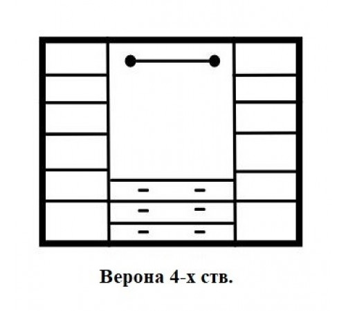 Четырехстворчатый шкаф для одежды Верона MUR-102-04 st с зеркалом