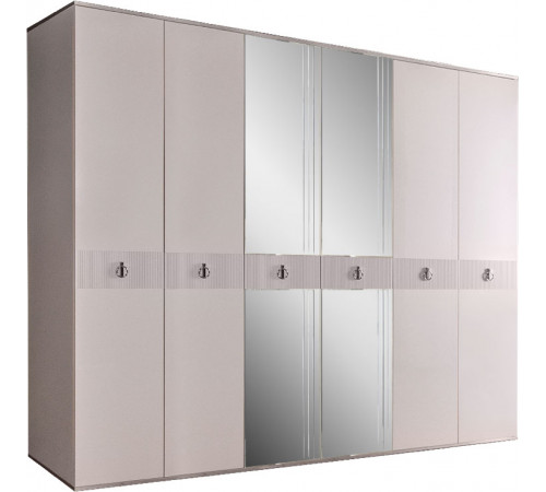 Шестистворчатый шкаф для одежды с зеркалом Rimini Solo РМШ1/6 (s) (слоновая кость)