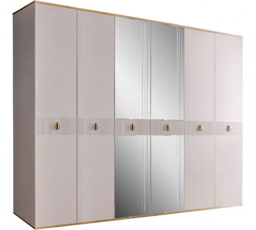 Шестистворчатый шкаф для одежды с зеркалом Rimini Solo РМШ1/6 (s) (слоновая кость)