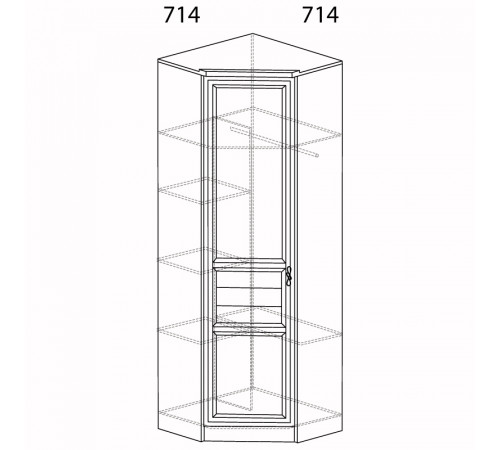 Угловой шкаф для одежды Лира 57 светлый